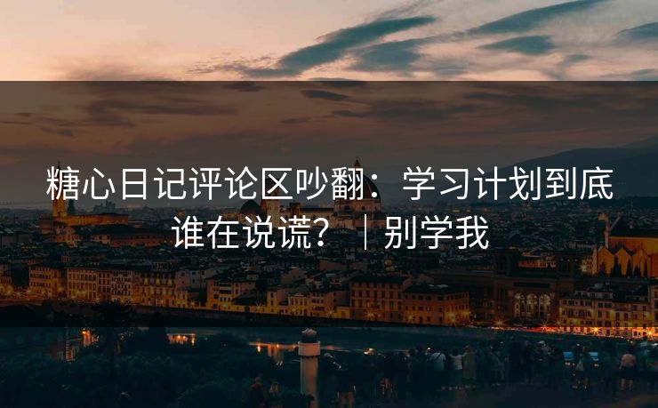 糖心日记评论区吵翻:学习计划到底谁在说谎?|别学我 糖心日记评论区吵翻:学习计划到底谁在说谎?|别学我