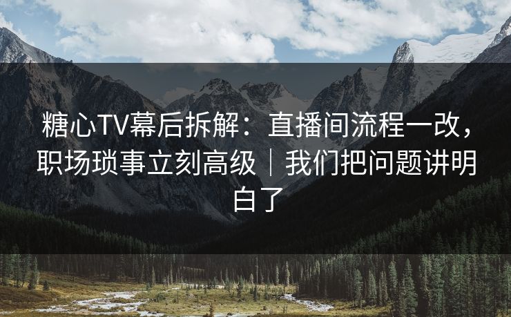 糖心TV幕后拆解：直播间流程一改，职场琐事立刻高级｜我们把问题讲明白了