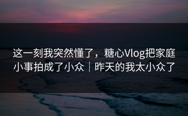 这一刻我突然懂了，糖心Vlog把家庭小事拍成了小众｜昨天的我太小众了