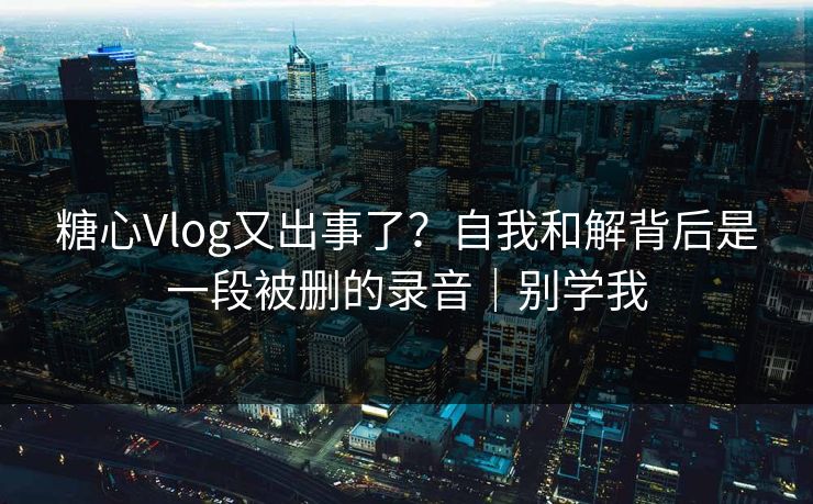糖心Vlog又出事了？自我和解背后是一段被删的录音｜别学我