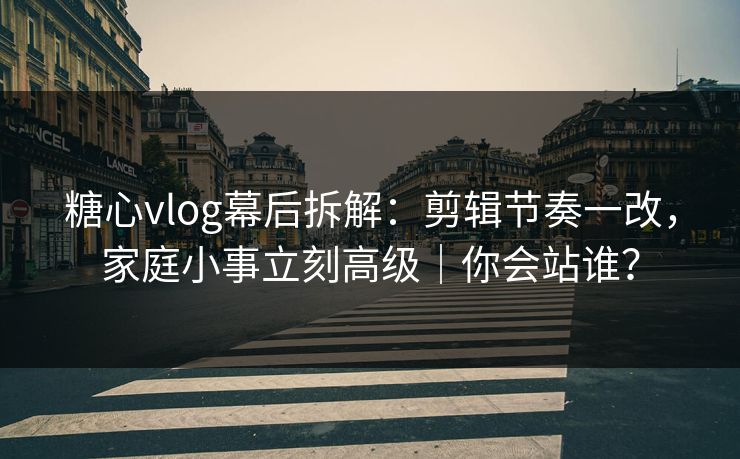 糖心vlog幕后拆解：剪辑节奏一改，家庭小事立刻高级｜你会站谁？
