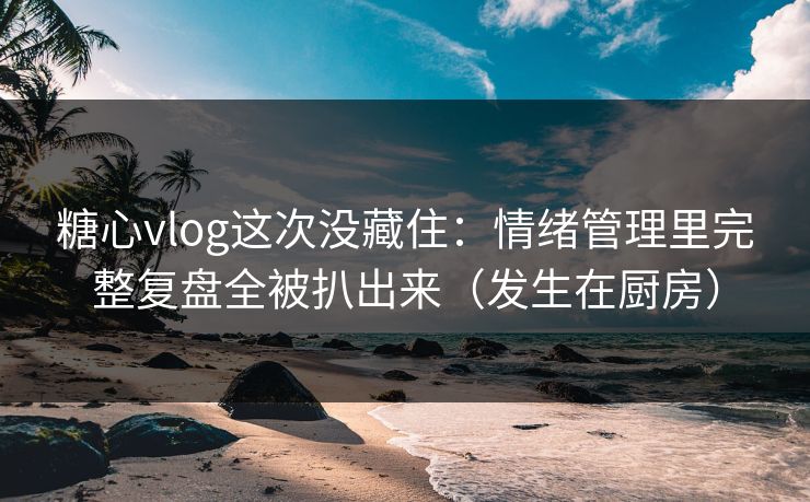 糖心vlog这次没藏住：情绪管理里完整复盘全被扒出来（发生在厨房）