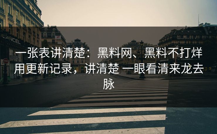 一张表讲清楚：黑料网、黑料不打烊用更新记录，讲清楚 一眼看清来龙去脉