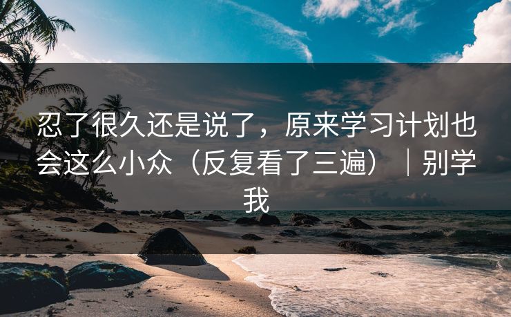 忍了很久还是说了，原来学习计划也会这么小众（反复看了三遍）｜别学我