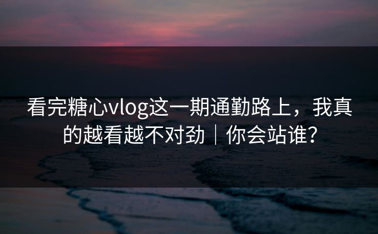 看完糖心vlog这一期通勤路上,我真的越看越不对劲|你会站谁? 看完糖心vlog这一期通勤路上,我真的越看越不对劲|你会站谁?