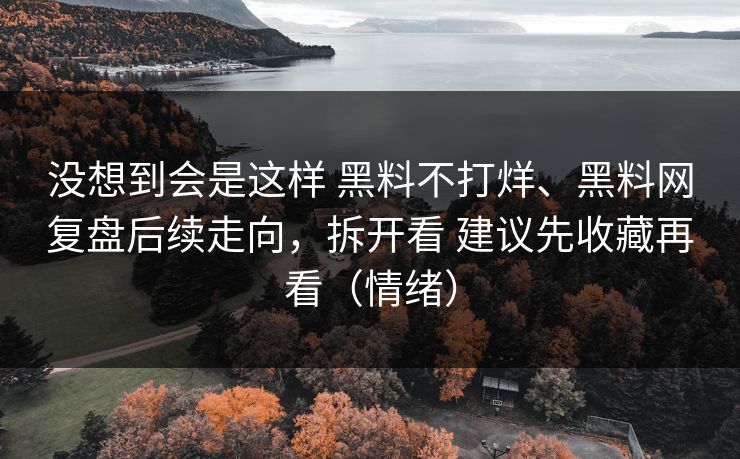 没想到会是这样 黑料不打烊、黑料网复盘后续走向,拆开看 建议先收藏再看(情绪) 没想到会是这样 黑料不打烊、黑料网复盘后续走向,拆开看 建议先收藏再看(情绪)