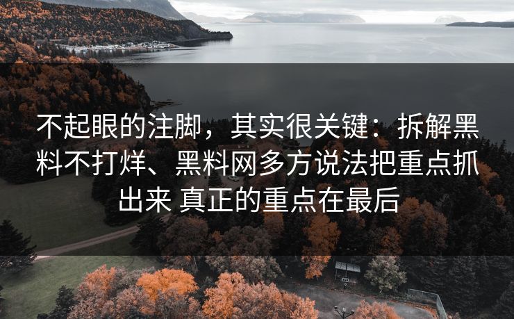 不起眼的注脚，其实很关键：拆解黑料不打烊、黑料网多方说法把重点抓出来 真正的重点在最后